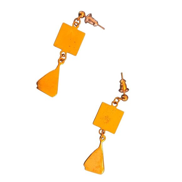 Vintage Nautical Drop Earrings Anchor Sailboat Enamel Gold Tone 1.5" Drop in Box - Picture 11 of 12